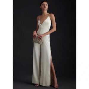 NWT ML Monique Lhuillier Doutzen Wide Leg Wedding Jumpsuit